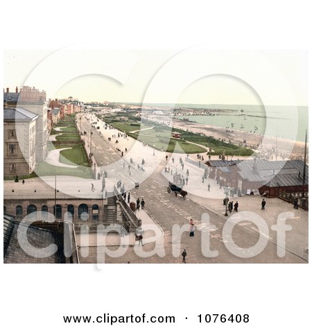 the Promenade in Front of Coastal Buildings in Southport England UK - Royalty Free Stock Photography  by JVPD