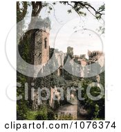 The Ruins Of The Raglan Castle Or Castell Rhaglan Covered In Ivy Monmouthshire Wales England Royalty Free Stock Photography