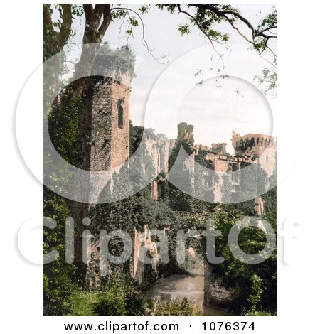 the Ruins of the Raglan Castle or Castell Rhaglan Covered in Ivy Monmouthshire Wales England - Royalty Free Stock Photography  by JVPD
