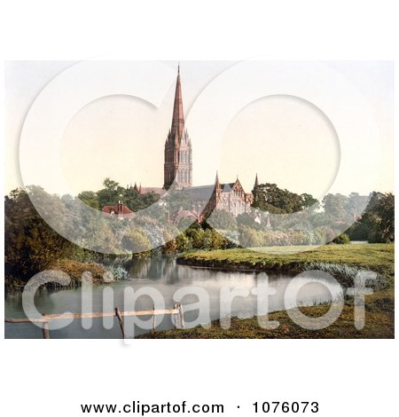 the Salisbury Cathedral on the River Nadder in Salisbury Wiltshire England UK - Royalty Free Stock Photography  by JVPD