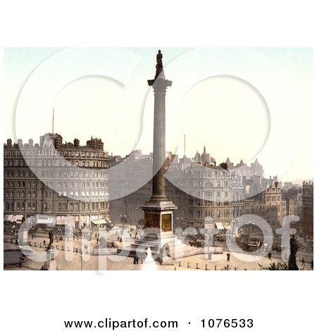 the Statues, Water Fountains and Nelson’s Column in Trafalgar Square, London, England - Royalty Free Stock Photography  by JVPD