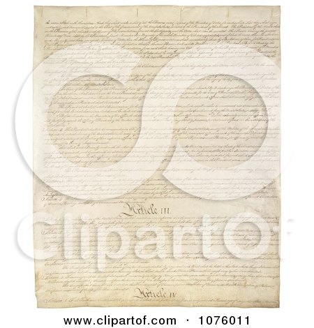 Third Page of the United States Constitution - Royalty Free Historical Clip Art by JVPD