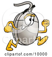 Clipart Picture Of A Computer Mouse Mascot Cartoon Character Running