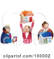 Poster, Art Print Of Group Of Realtors Holding Houses