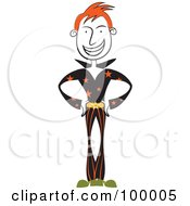 Royalty Free RF Clipart Illustration Of A Man In Black Wearing A Super Star Outfit