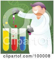Happy Chemist Mixing Chemicals In Test Tubes