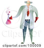 Royalty Free RF Clipart Illustration Of A Male Scientist Holding A Bubbly Beaker