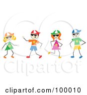 Poster, Art Print Of Stick Summer Children Wearing Hats