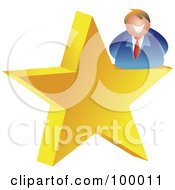 Poster, Art Print Of Businessman On A Gold Star