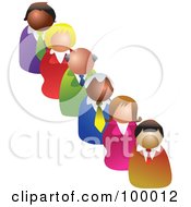 Royalty Free RF Clipart Illustration Of A Business Team Standing In A Single File Line