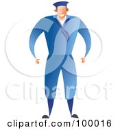 Royalty Free RF Clipart Illustration Of A Male Sailor In A Blue Uniform by Prawny