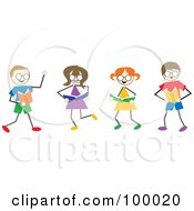 Poster, Art Print Of Stick Children Reading