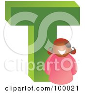 Royalty Free RF Clipart Illustration Of A Woman With A Large Letter T by Prawny