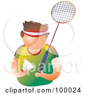 Badminton Player With A Racket And Shuttlecock