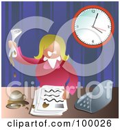 Poster, Art Print Of Stressed Business Woman Making A Mess At Her Desk