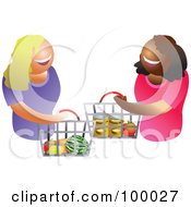 Poster, Art Print Of Happy Women Carrying A Shopping Basket