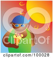 Poster, Art Print Of Man Eating An Ice Cream Cone Under The Hot Summer Sun
