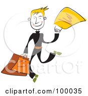 Poster, Art Print Of Man In Black Carrying Shopping Bags