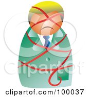 Poster, Art Print Of Businessman Tied Up In A Red Ribbon