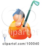 Poster, Art Print Of Golfer With A Club Tee And Ball