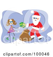 Poster, Art Print Of Santa Giving A Gift To A Stick Girl