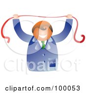 Poster, Art Print Of Happy Businessman Holding A Red Ribbon