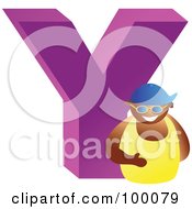 Royalty Free RF Clipart Illustration Of A Businessman With A Large Letter Y