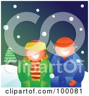 Poster, Art Print Of Couple Wearing Winter Coats And Standing In The Snow