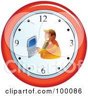 Poster, Art Print Of Businessman Typing On A Wall Clock