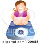 Chubby Woman Over A Blue Scale
