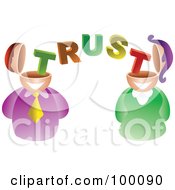 Poster, Art Print Of Businses Man And Woman With Trust Brains