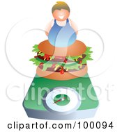 Poster, Art Print Of Chubby Man On A Hamburger On A Scale