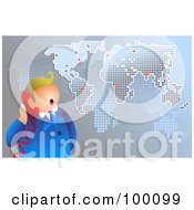 Royalty Free RF Clipart Illustration Of A Businessman Fading Into An Atlas