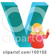 Royalty Free RF Clipart Illustration Of A Woman With A Large Letter V