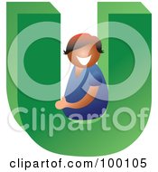 Royalty Free RF Clipart Illustration Of A Woman With A Large Letter U by Prawny