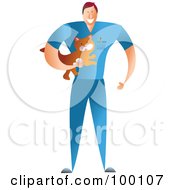 Poster, Art Print Of Male Veterinarian Holding A Cat