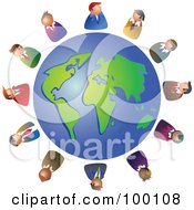 Royalty Free RF Clipart Illustration Of A Group Of Executives Around A Globe