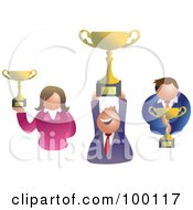 Poster, Art Print Of Business Team Holding Trophies