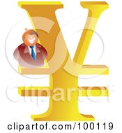 Royalty Free RF Clipart Illustration Of A Businessman On A Large Yen Symbol