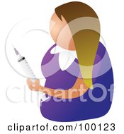 Royalty Free RF Clipart Illustration Of An Unhealthy Woman Holding A Syringe