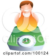 Royalty Free RF Clipart Illustration Of A Chubby Man Over A Green Scale by Prawny