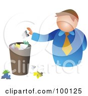 Royalty Free RF Clipart Illustration Of A Businessman Tossing Paper In The Trash