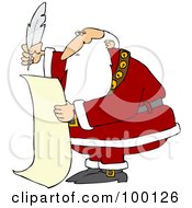 Santa Using A Quill To Writing A List