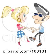 Royalty Free RF Clipart Illustration Of A Happy Couple Dancing To Rock And Roll Music Pose 10 by Holger Bogen