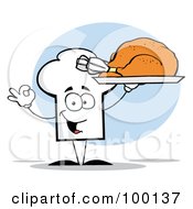 Royalty Free RF Clipart Illustration Of A Chef Hat Guy Serving A Cooked Turkey