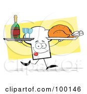 Poster, Art Print Of Chef Hat Guy Serving Red Wine And Turkey