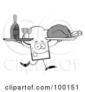 Poster, Art Print Of Grayscale Chef Hat Guy Serving Wine And Turkey