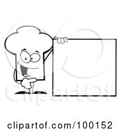 Poster, Art Print Of Outlined Chef Hat Guy Presenting A Blank Sign