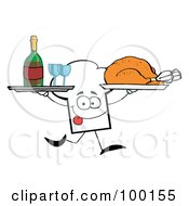 Poster, Art Print Of Chef Hat Guy Serving Wine And Turkey