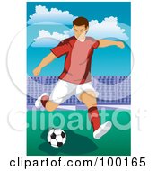 Royalty Free RF Clipart Illustration Of A Pro Soccer Player On A Field 1